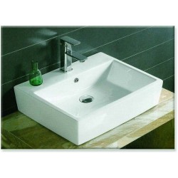 Νιπτήρας Μπάνιου Πορσελάνης Λευκός Gloria Bel-Kare 17-0953  53.5 x 46 εκ. Επικαθήμενος Τετραγωνισμένος με Οπή για Βρύση